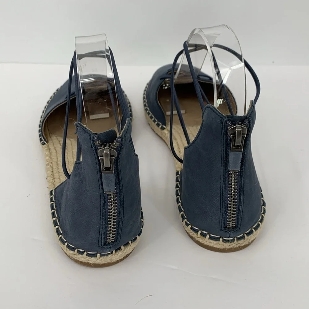 Eileen Fisher Lace-up Espadrille Shoe navy blue Nubuck criss cross strap flat 10